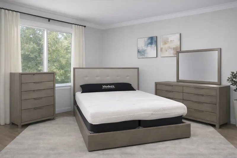 Beige Upholstered Storage Bedroom Set