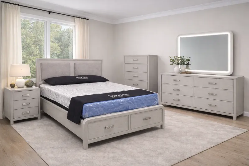 Grey Upholstered Storage Bedroom Set