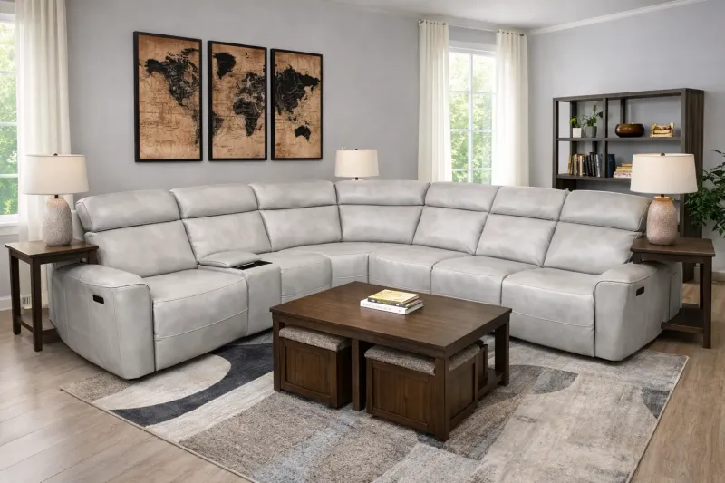Grey Power Reclining Sectional