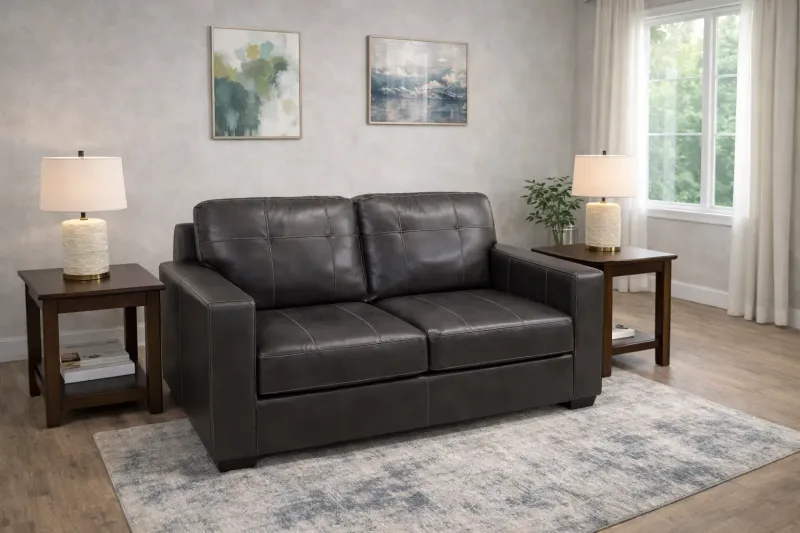 Ashley Leather Black Loveseat