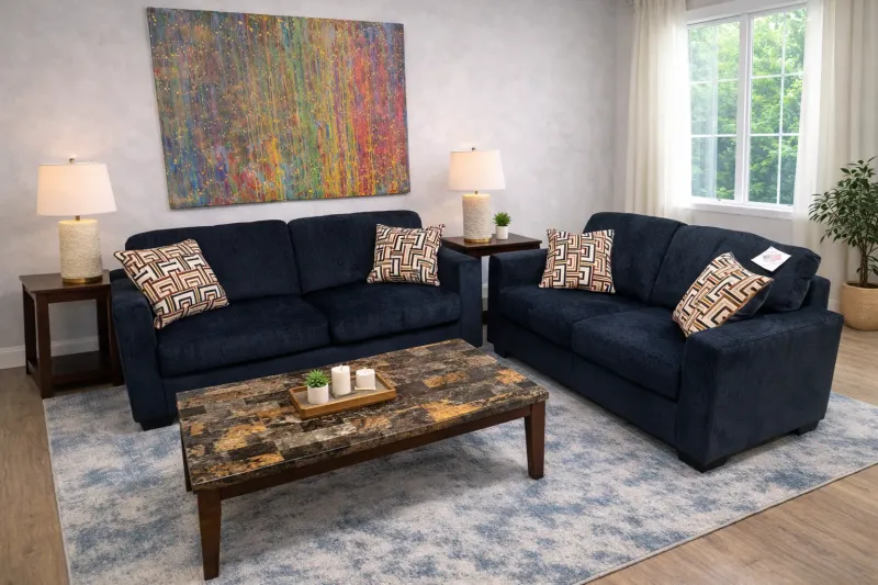 Ashley Navy Blue Sofa