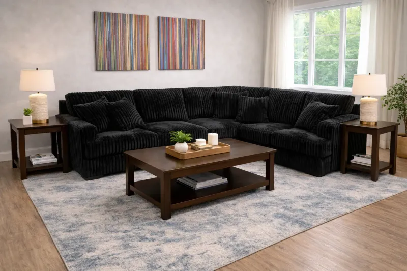 Black Extendable Sectional with Storage Final Sale