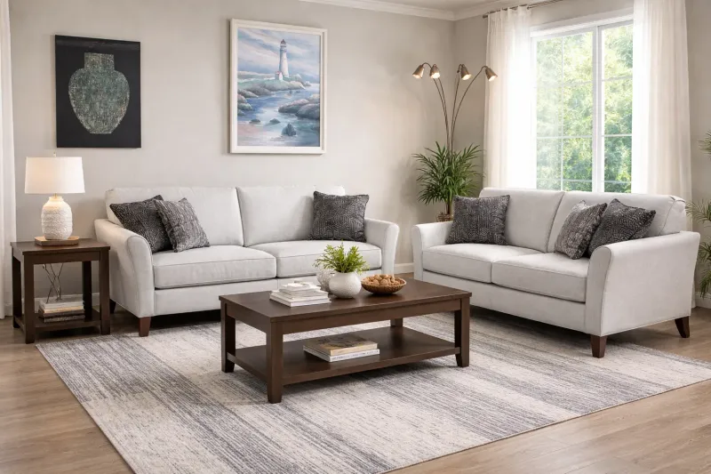 Cream Sofa and Loveseat Set